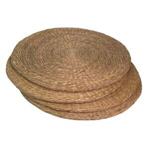 Woven Wicker Placemat Large Tableware Charger Set Heat Resistant 16" Round 4 pc